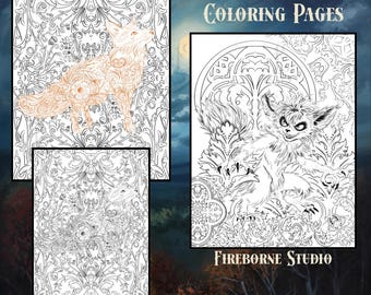 Fox Coloring Page: Were-Fox Design (Digital Download)