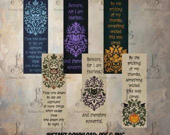 Gothic Bookmarks: Dark Academia Quotes, Poe, Shelley, Shakespeare (PDF PNG)