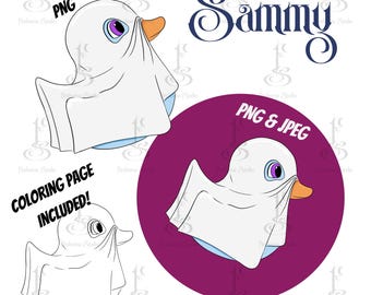 Halloween Rubber Duck Clipart, Printable PNGs, Coloring Page