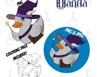 Halloween Rubber Duck Clipart, Printable PNGs, Coloring Page