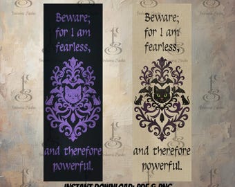 Printable Cat Bookmark Set, Gothic Cat, Mary Shelley Quote, Instant Download PDF and PNG