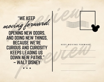 Sigue adelante Cita de Walt / Impresión estilo postal digital