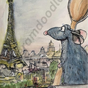 Digital Download | Ratatouille Original Art Print Watercolor and Ink Drawing/Painting