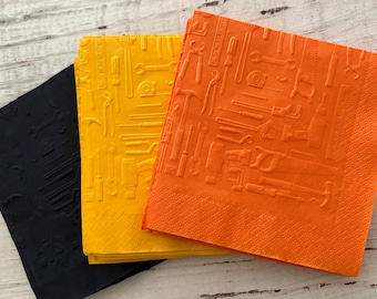 Tool Napkins, Embossed Napkins, Construction, Party, Building, Truck Party, Under Construction, Birthday, Baby Shower
