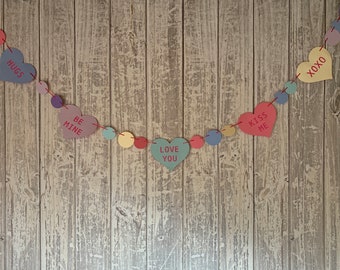 Valentine's Day Banner, Heart, Valentine's, Baby Shower, Birthday, February, Conversation Heart, Decor