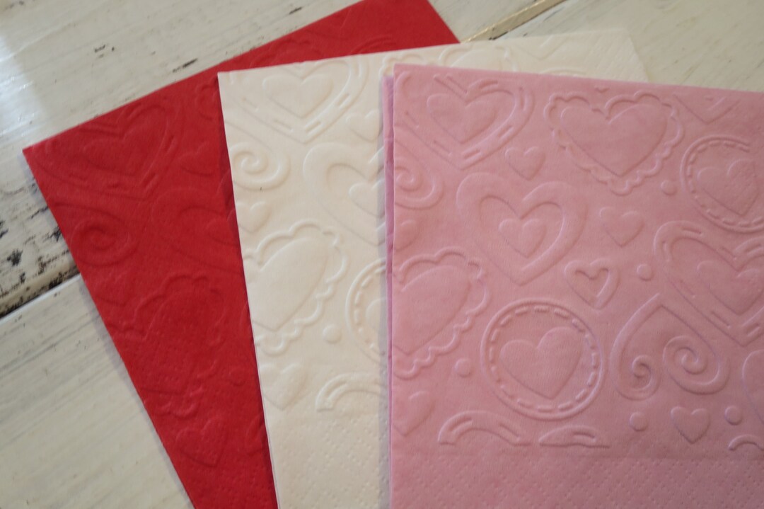 Heart Napkins, Embossed Beverage Napkins, Engagement Party, Wedding