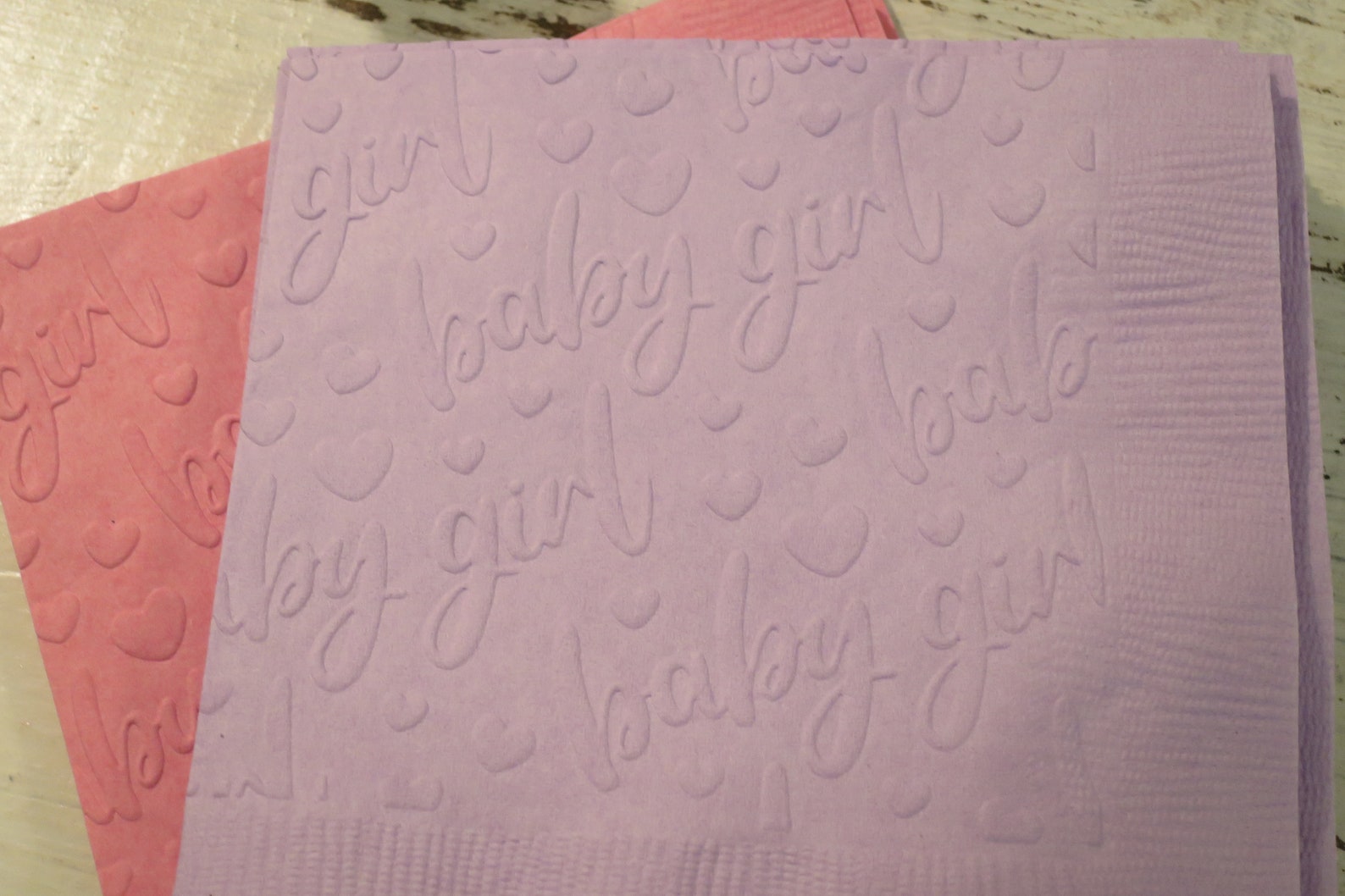 Baby Shower Napkins Girl Baby Shower Baby Girl Embossed Etsy