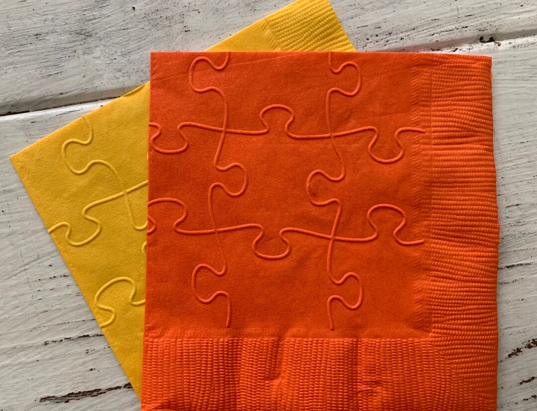 Puzzle Napkins, Embossed Beverage Napkins, Game Night, Jigsaw Puzzle