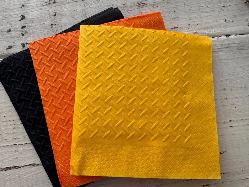 Diamond Plate Napkins, Embossed Napkins, Construction Party, Building Party, Truck Party, Under Construction image 1