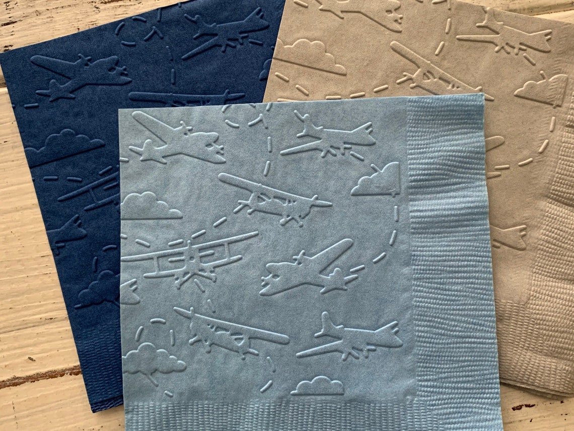 Airplane Napkins Airplane Baby Shower Airplane Birthday Etsy