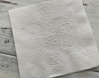 Cross Napkins, 1st Communion, Baptism Decorations, Confirmation, Baby Dedication, Christening, Easter, First Communion, Wedding Napkins