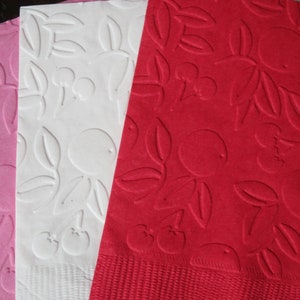 Cherry Napkins, Embossed Napkins, Cherry Blossom, Cherry,  Baby Shower, Birthday, Cherry Theme, Summer