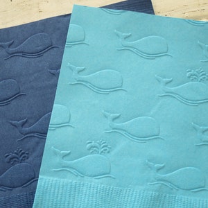 Whale Napkins, Embossed Napkins, Baby Shower, Birthday Party, Ahoy It's A Boy, Nautical Theme, Beach Party, Pool Party