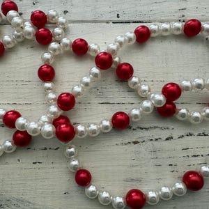 Pearl Garland, Bead, Ivory, Red, Christmas, Tree, Mantel, Table, Decor, Fireplace, Wedding, Baby Shower, Bridal Shower, Valentine's Day
