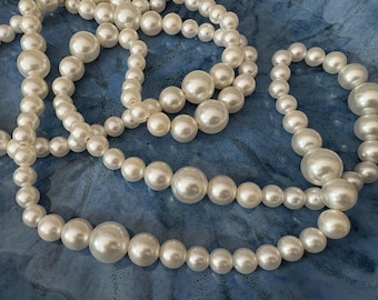 Pearl Garland, Bead, Ivory, Christmas, Tree, Mother's Day, Easter, Mantel, Table, Decor, Fireplace, Wedding, Baby Shower, Bridal Shower