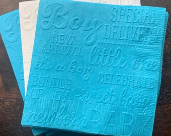 Baby Shower Napkins, Boy Baby Shower, Baby Boy, Embossed Napkins, Cake Napkins, Beverage Napkins, New Baby, It's A Boy