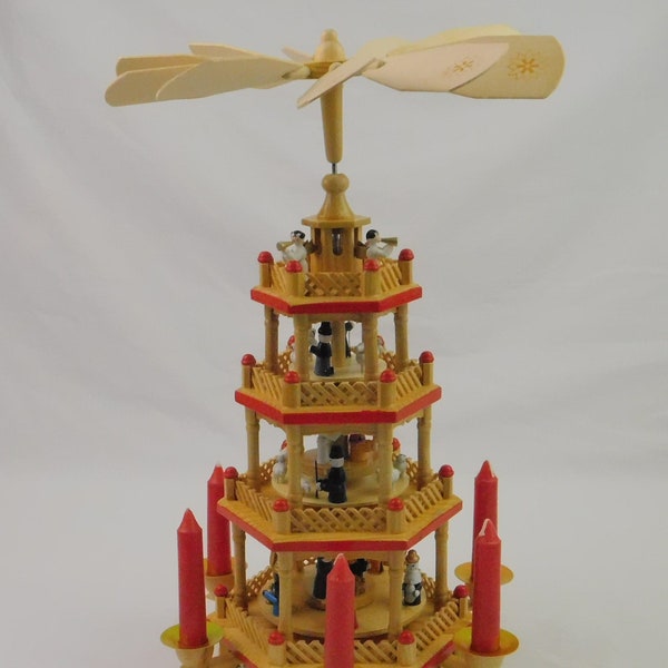 Otating Chistmas Pyamids With 6 Candle Holdes-22 Inches