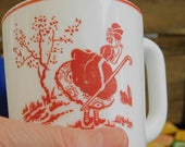 Little Bo Peep Vitrock Mug, Mother Goose Nursery Rhyme Vintage Red Depression Glass, Fire King, Anchor Hocking, Gift for Little Girl New Mom