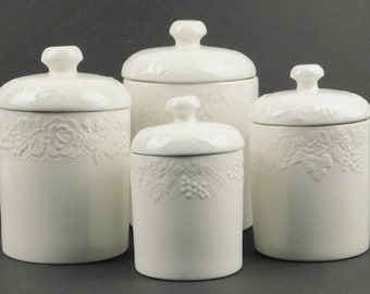 White Canister Set Etsy