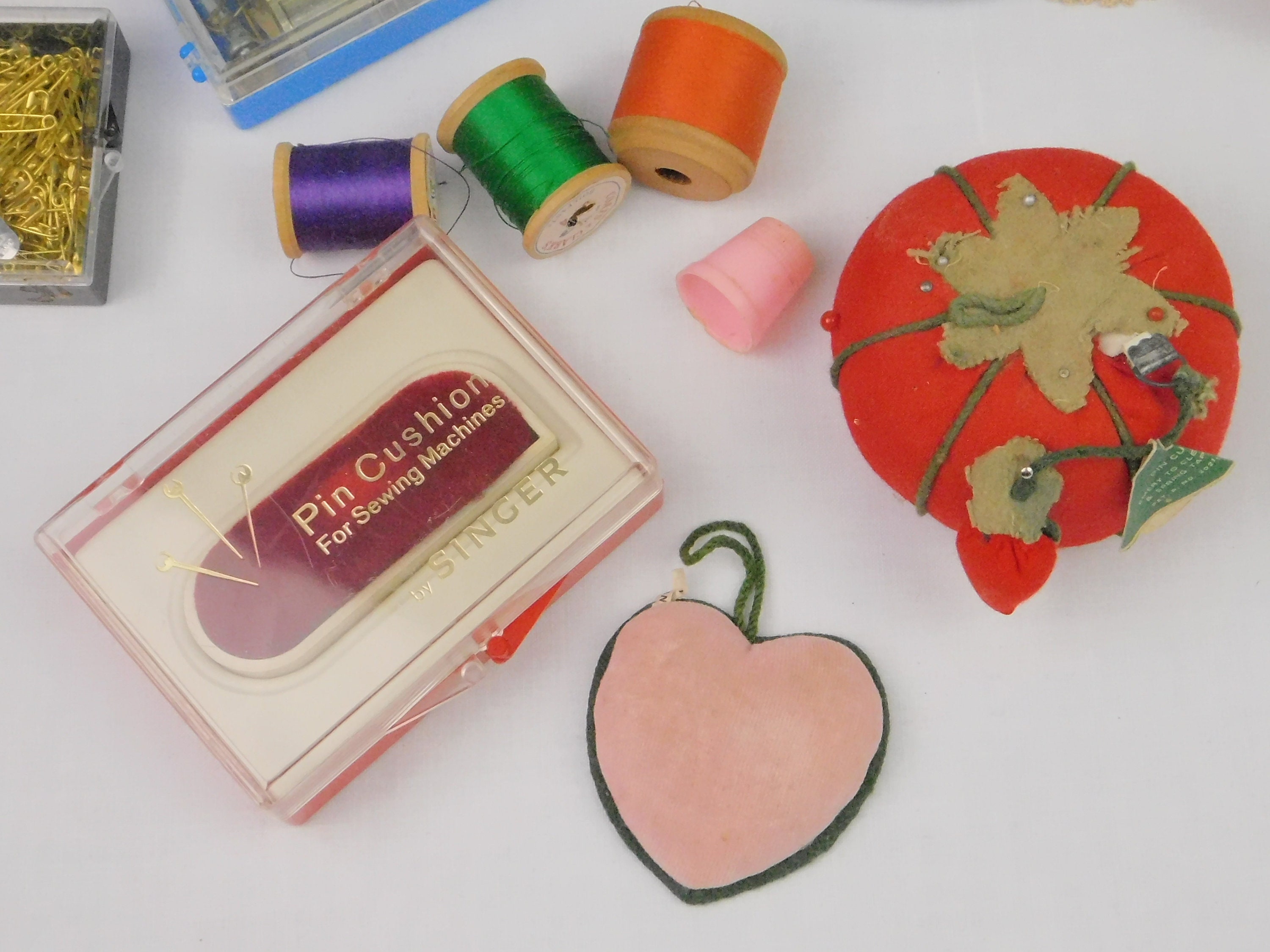 Vintage Pin Cushion Needle Sharpener New Old Stock Tomato Pin Cushion 