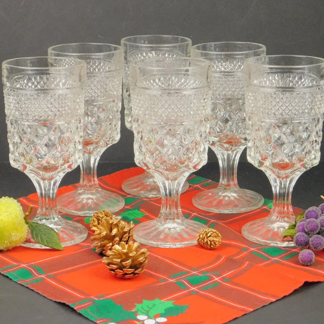 6 Wexford Claret Water Goblet Anchor Hocking Diamond Etsy