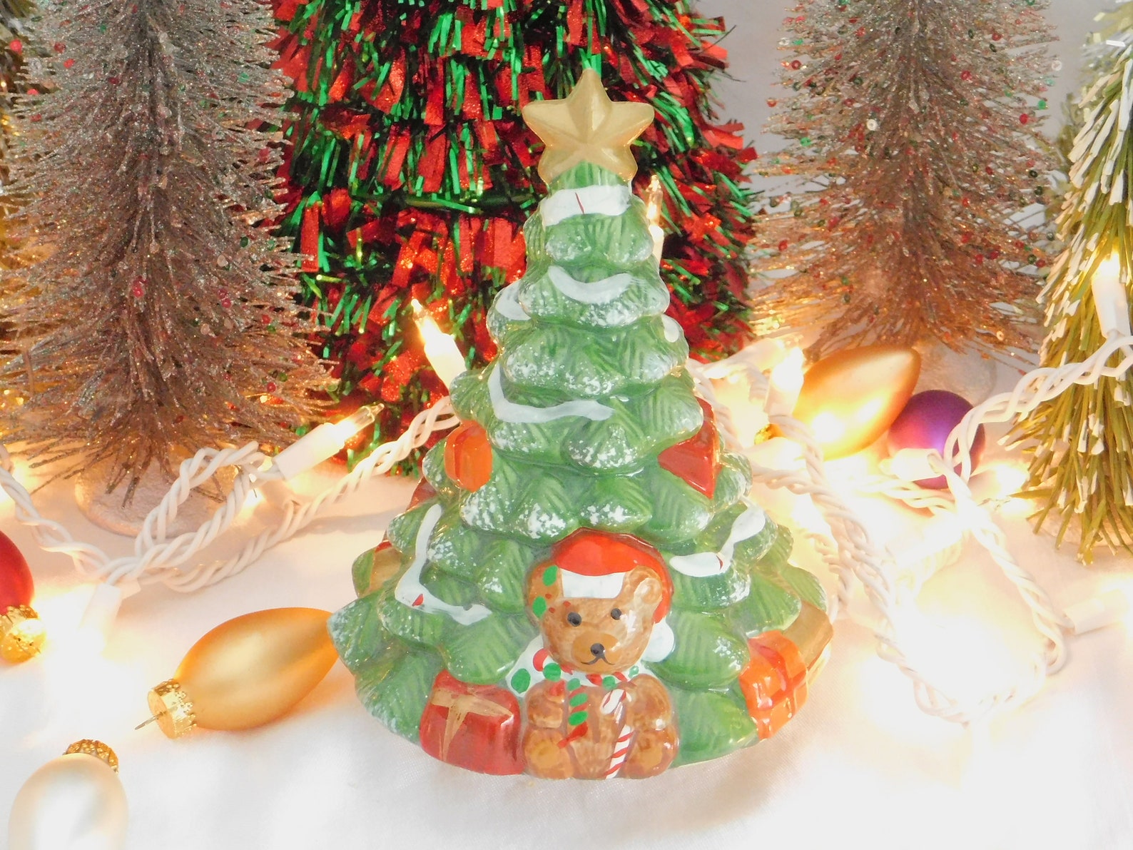 Vintage Ceramic Christmas Tree With Music Box 