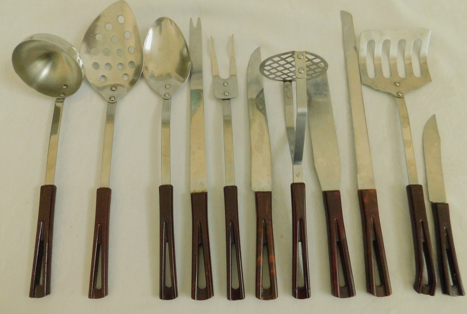 Vintage Kitchen Utensils From Stanhome Stainless Steel Brown Etsy