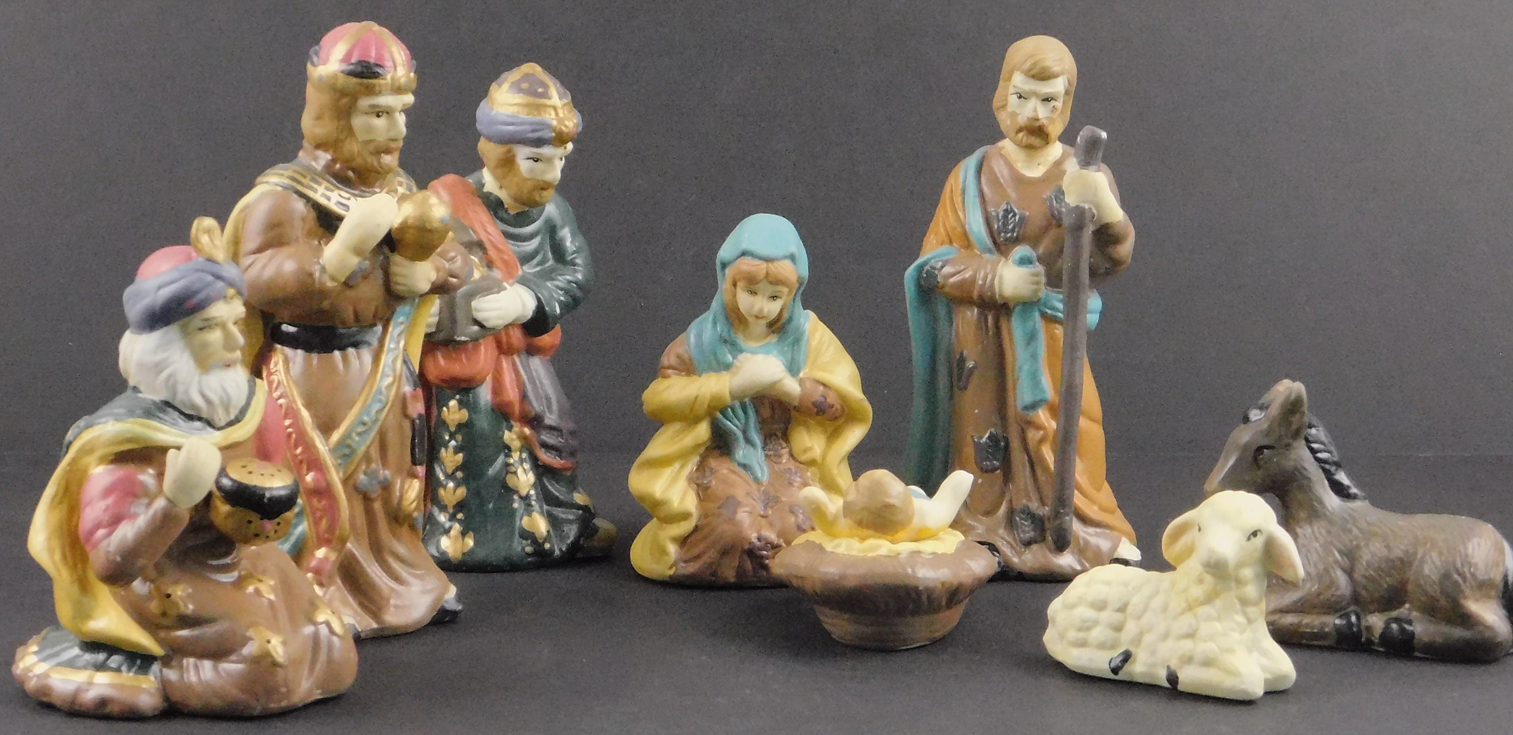 1990s ceramic Nativity Set. 8 vintage figurines Jesus Mary Etsy