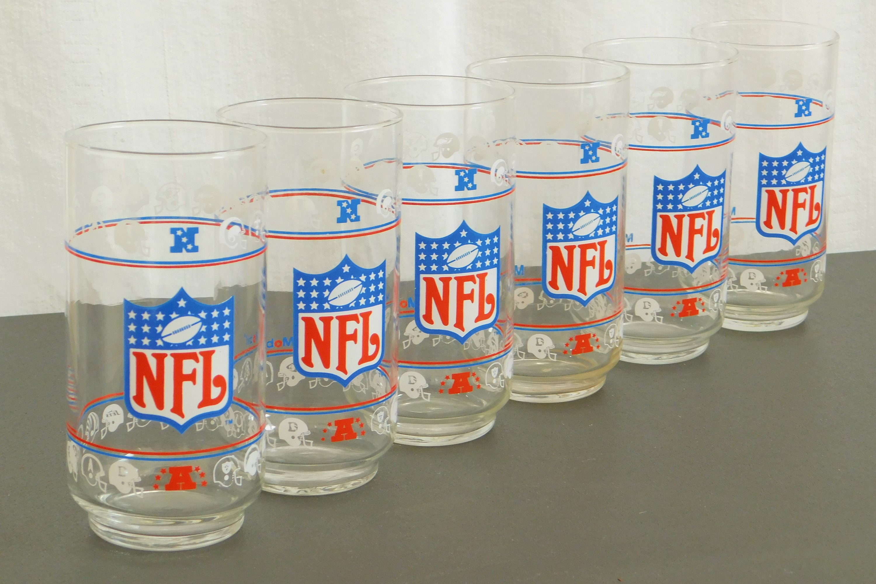 3 Vintage NFL Drinking Glasses Official Glassware Set Mobil Etsy