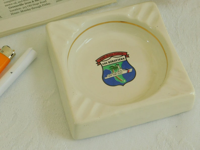 WMEC Advertising Memorabilia, Vintage US Coast Guard Cutter Dauntless 624 Ashtray Commemorative