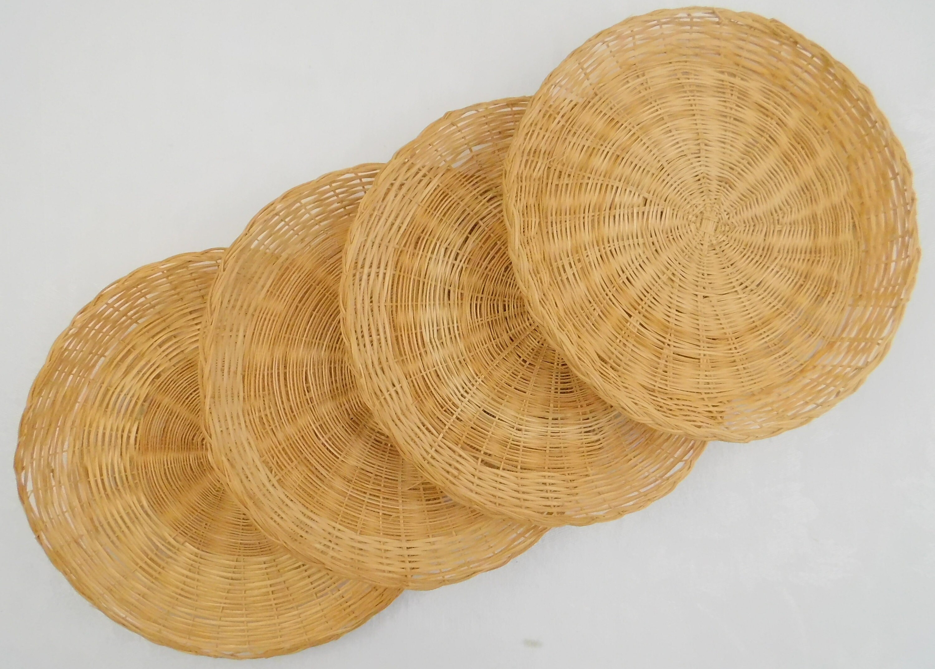 Set of 4 vintage 9.75 reusable bamboo plate holders Etsy