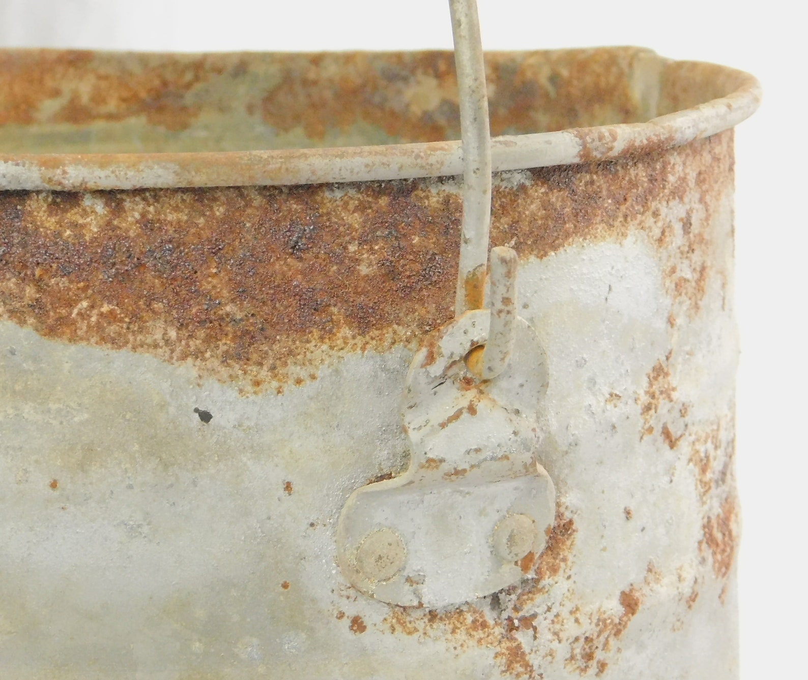 Round bottom fire bucket industrial handle. Vintage barn Etsy