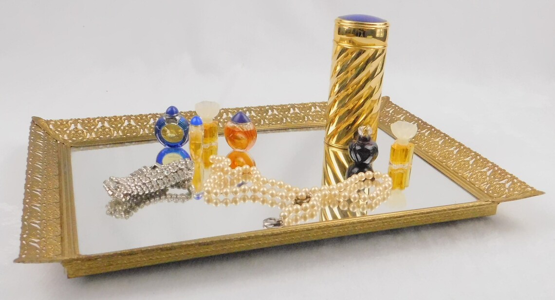 Elección de la bandeja de tocador de espejo de tono dorado | Etsy