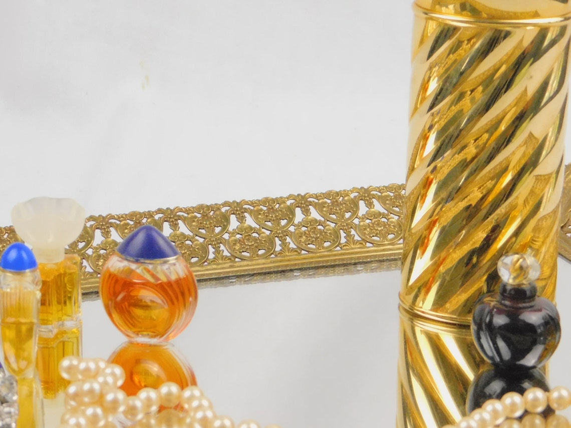 Elección de la bandeja de tocador de espejo de tono dorado | Etsy