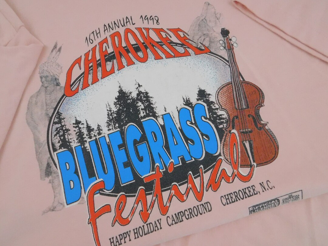 Vintage Cherokee Bluegrass Festival Tshirt, 16th Annual 1998 Happy
