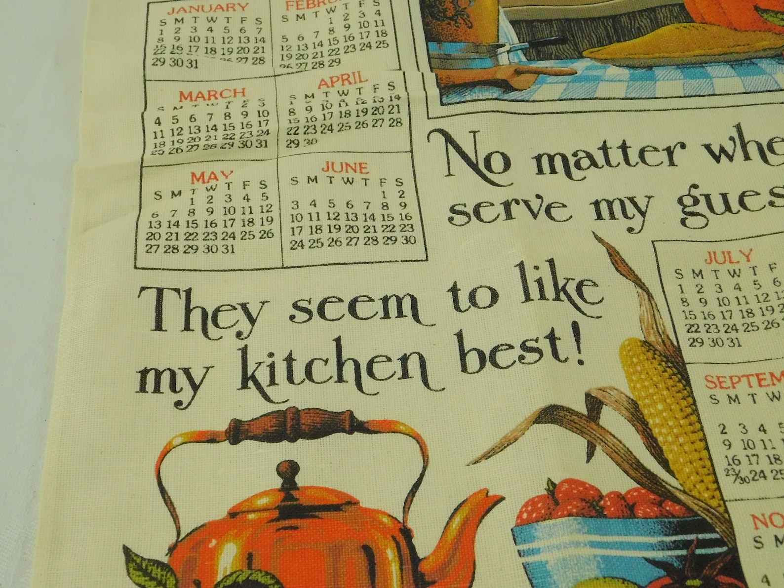 Vintage 1984 Calendar Tea Towel All Pure Linen Farm Scene Etsy