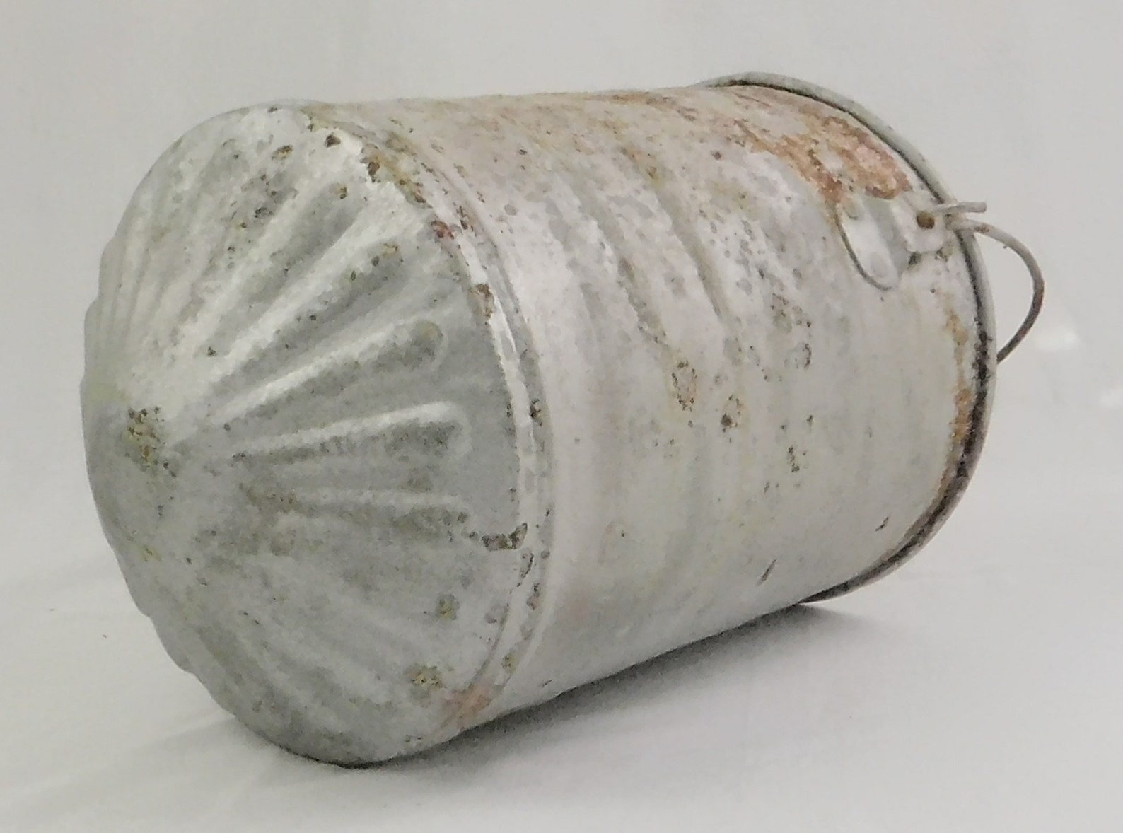 Round bottom fire bucket industrial handle. Vintage barn Etsy