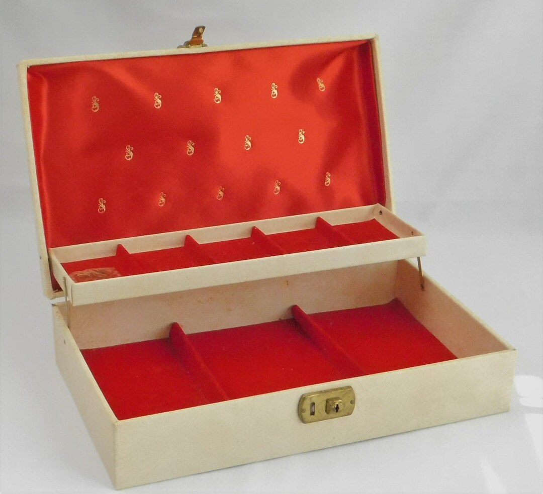 Lady Buxton Jewelry Box With Key. Vintage 2 Tier Cream Etsy