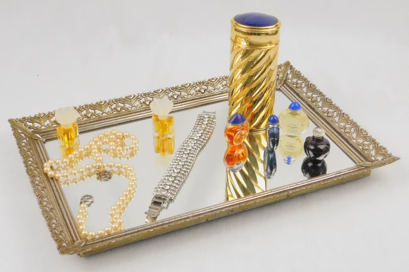 Elección de la bandeja de tocador de espejo de tono dorado | Etsy