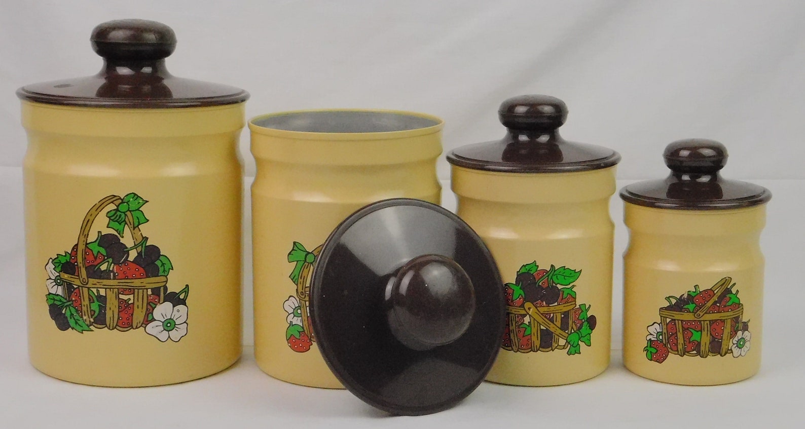Vintage Metal Kitchen Canister Set Kromex. Four Country Etsy