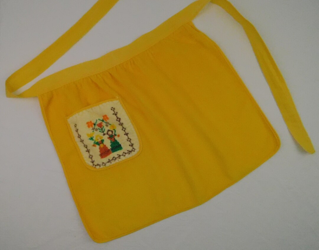 1960s Yellow Terry Cloth Apron With Pocket. Vintage Kitchen Etsy