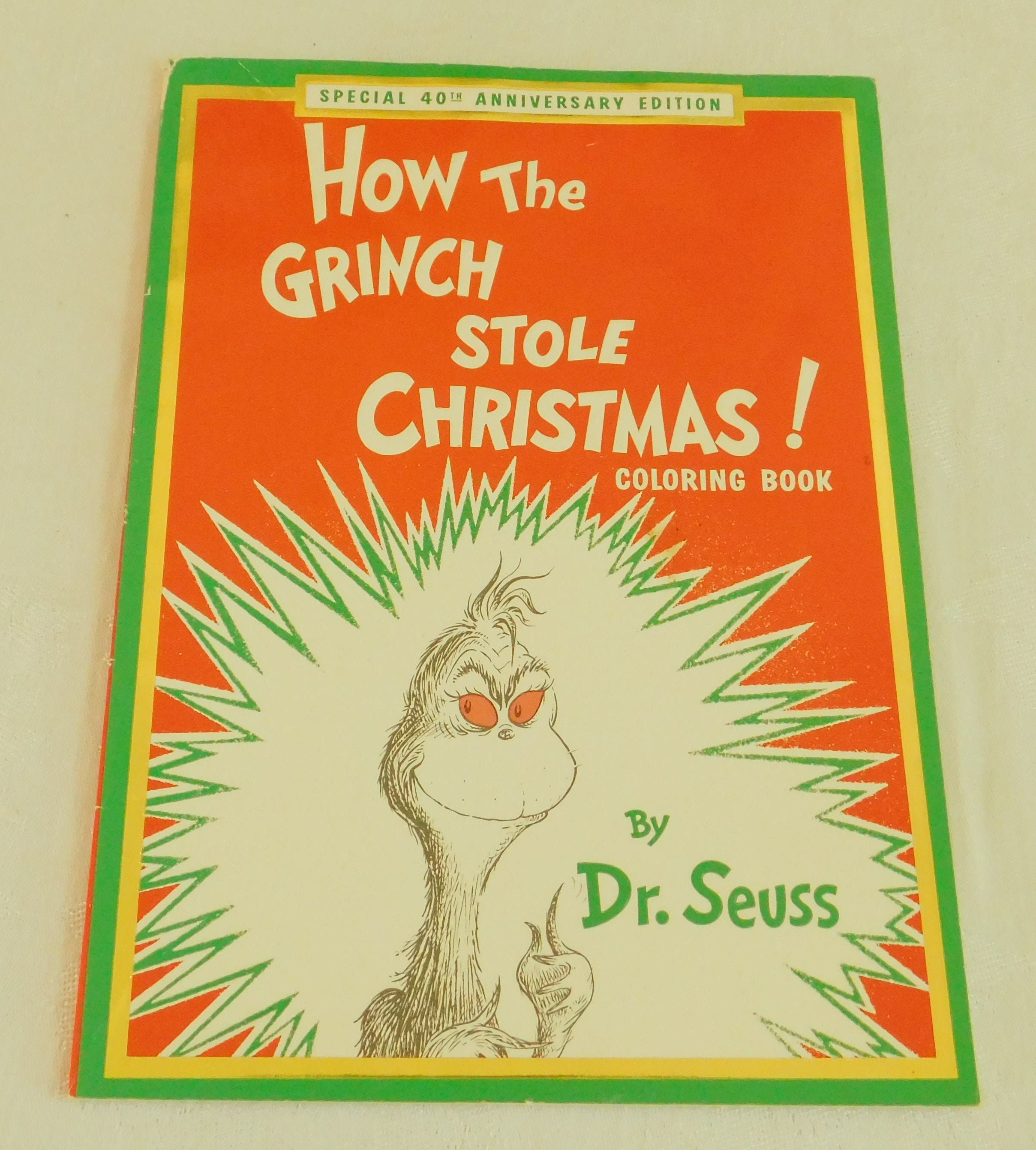 Vintage How the Grinch Stole Christmas Coloring Book, Christmas Story, Dr. Seuss, For Adult or Kids, Gift, Stocking Stuffer,