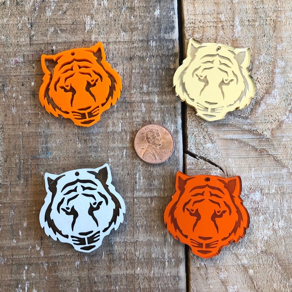 Wholesale laser custom cut or etched acrylic Tiger Face pendant for bracelet, earrings  or necklace