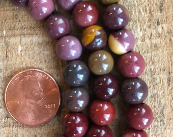 2.5mm hole Mookaite Large Hole Polished 8mm Round Beads 8 strand