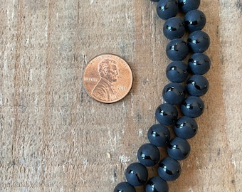 Black Onyx 8mm matte and polished beads 15 inch strand