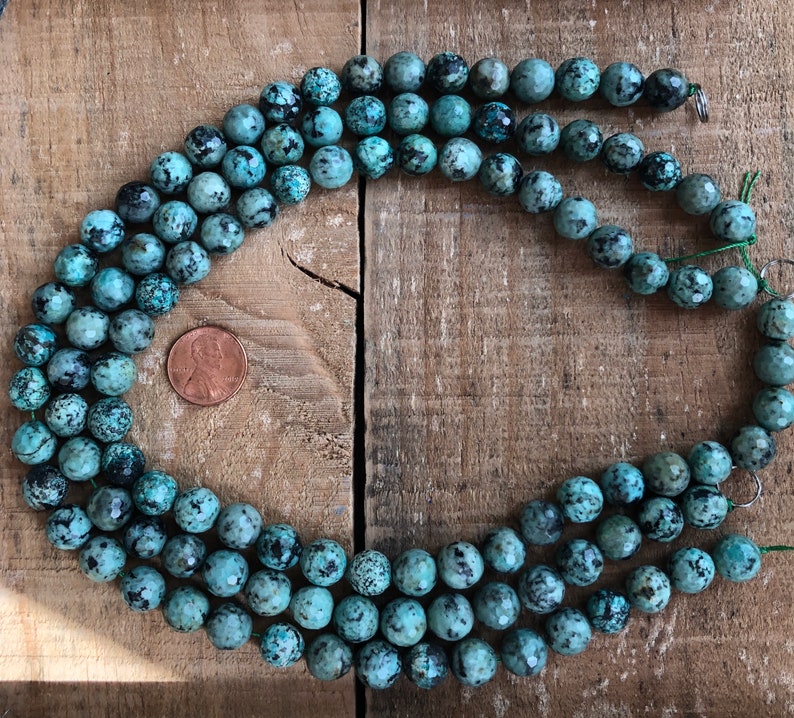 15 inch strand African Turquoise Faceted 10mm round bead