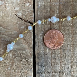 Bulk Pearl and gold plated chain, wholesale pearl chain, by the foot, jewelry chain, 12 inches