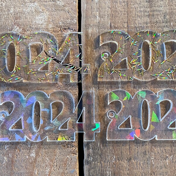 Wholesale custom laser cut Year components for earrings or necklace, 2024, New Years Eve, Graduation, 1 pair or 1 piece