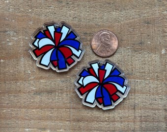 Atacado - 5 pares de pompons de líder de torcida em acrílico transparente, cortados a laser e personalizáveis, componentes para brincos, 3,8 cm (1,5"), escolha suas cores.