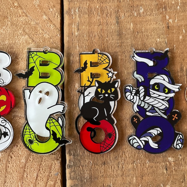 Custom Printed and laser cut 2.5" Halloween earring, necklace BOO components Ghost, Pumpkin, Black Cat, Mummy cut out 1 pair, piece